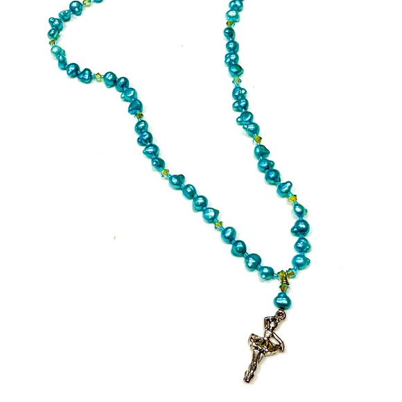 Handmade Ballerina in Aqua Nutcracker Christmas Necklace - Picture 3 of 12